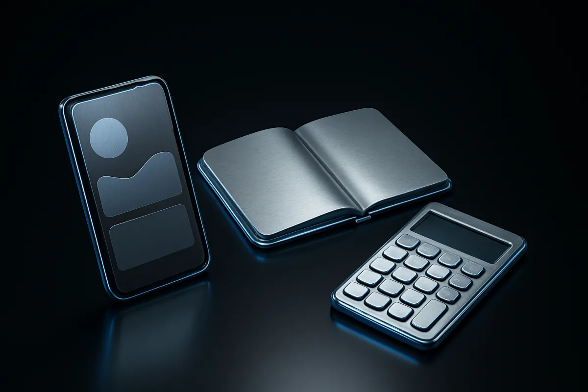 Un smartphone, un agenda ouvert et une calculatrice illustrent la gestion des campagnes publicitaires.